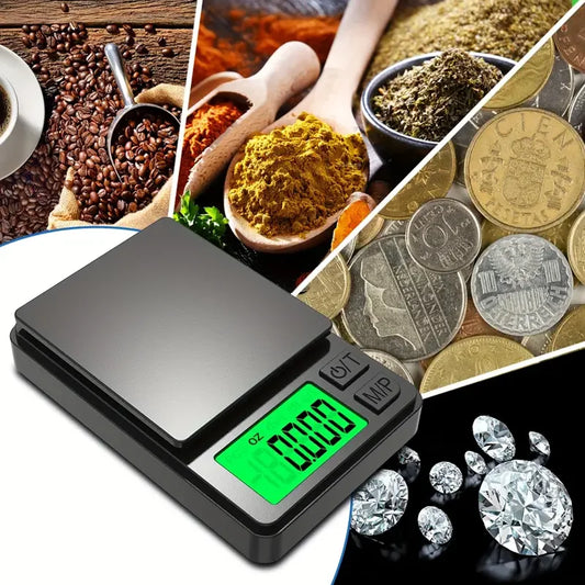 Bilancia tascabile di precisione 1000 g x 0,1 g - Bilancia digitale per grammi, alimenti, gioielli, once/grani con display LCD retroilluminato - Mini bilancia da viaggio