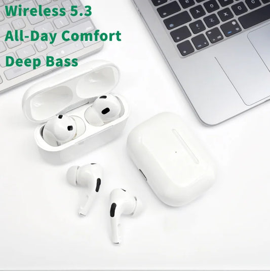 Auricolari Bluetooth wireless Airs Pro, suono stereo Hi-Fi con microfono, custodia di ricarica impermeabile per iPhone e Xiaomi