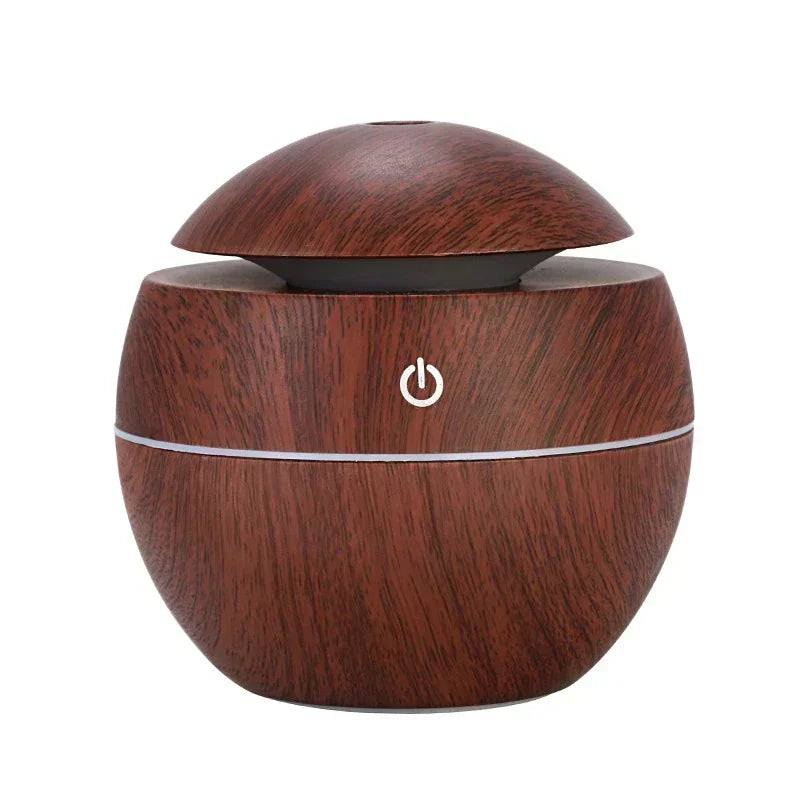Mini diffusore di oli essenziali USB a ultrasuoni effetto legno, umidificatore portatile da tavolo per aromaterapia, per uso domestico e in ufficio