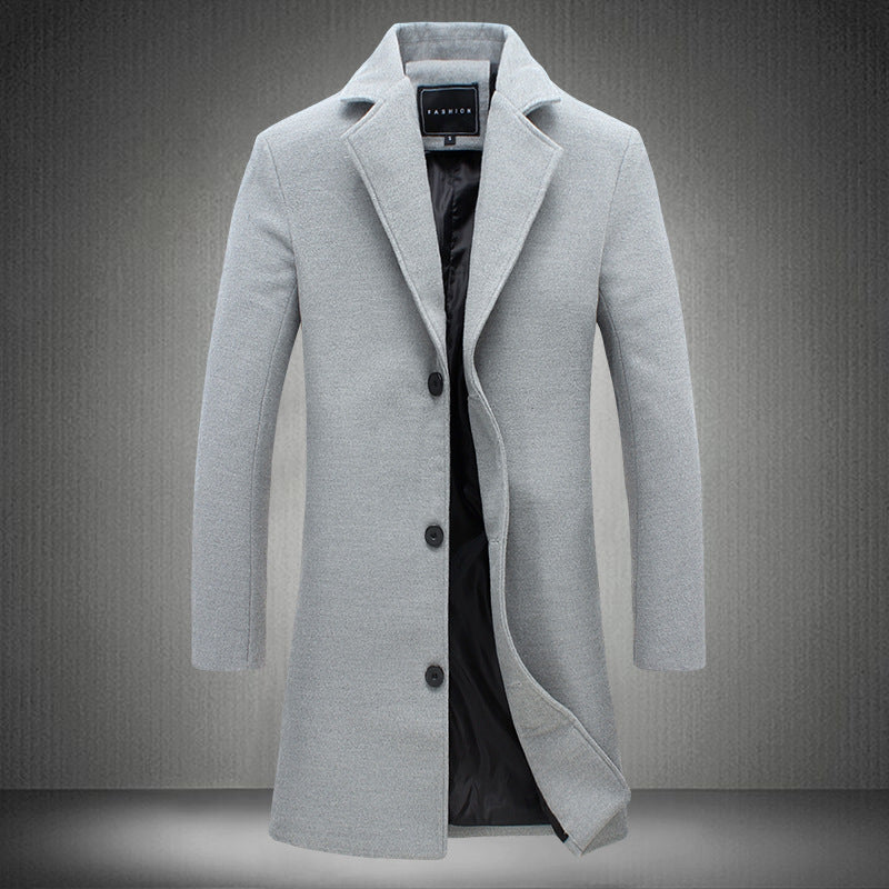 Cappotti casual da uomo in lana tinta unita, autunno e inverno