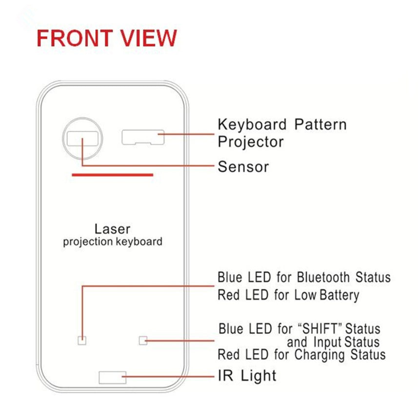 LEING FST Tastiera laser virtuale Bluetooth Wireless Proiettore Tastiera per telefono per computer portatile con funzione mouse