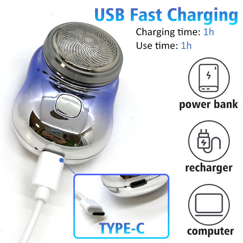 Mini rasoio elettrico portatile senza fili ricaricabile USB per il viso, rasatura di piccole dimensioni, per uomo, bagnato e asciutto, indolore