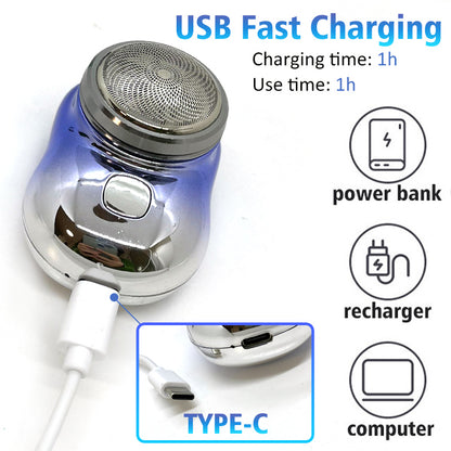 Mini rasoio elettrico portatile senza fili ricaricabile USB per il viso, rasatura di piccole dimensioni, per uomo, bagnato e asciutto, indolore