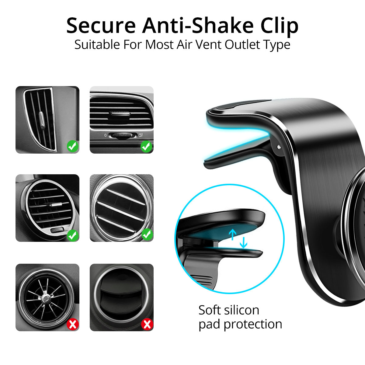 Supporto magnetico per telefono da auto, supporto magnetico per bocchetta dell'aria, supporto per telefono per smartphone, staffa di rotazione per auto