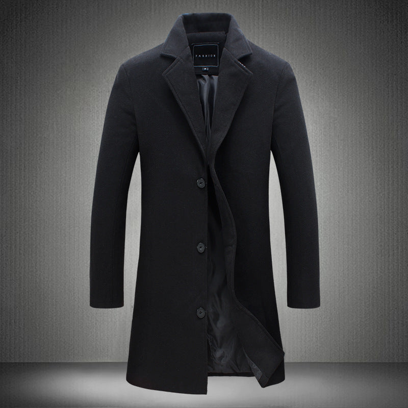 Cappotti casual da uomo in lana tinta unita, autunno e inverno
