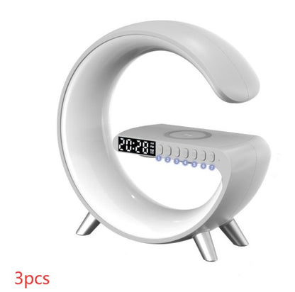 Nuova lampada LED intelligente a forma di G con altoparlante Bluetooth, caricabatterie wireless, lampada d'atmosfera, controllo tramite app per l'arredamento della camera da letto.