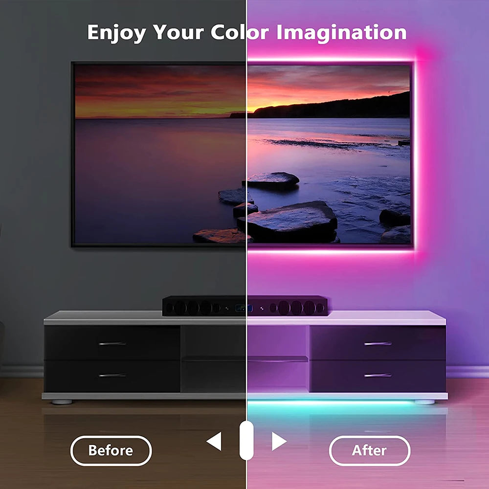 Striscia LED USB Bluetooth 5050 SMD 5V USB RGB Luci Lampada LED flessibile Nastro Nastro RGB Autoadesivo TV Desktop Diodo