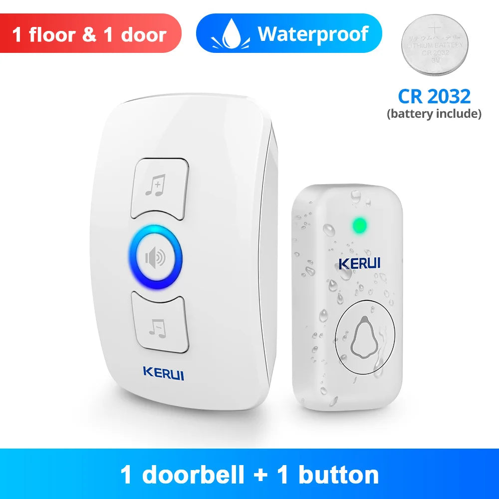 KERUI M525 Campanello wireless per esterni, impermeabile, kit campanello per casa intelligente, allarme di sicurezza con flash LED e melodie di benvenuto
