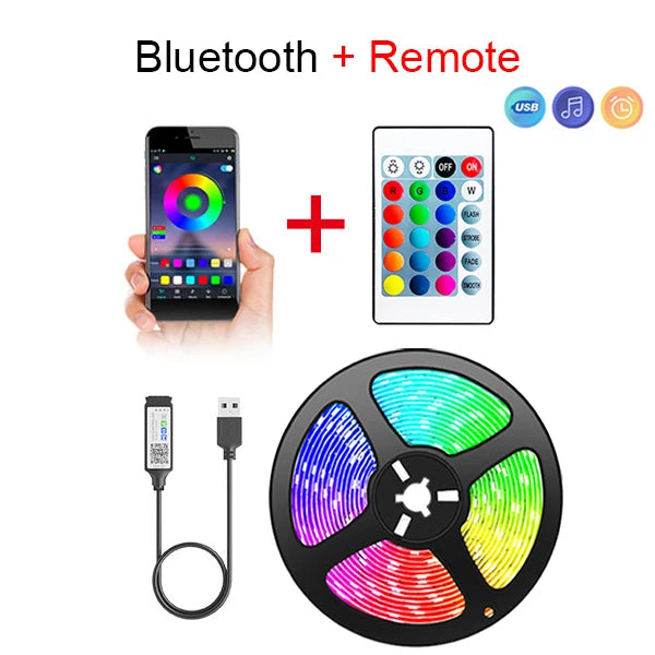 Striscia LED USB Bluetooth 5050 SMD 5V USB RGB Luci Lampada LED flessibile Nastro Nastro RGB Autoadesivo TV Desktop Diodo