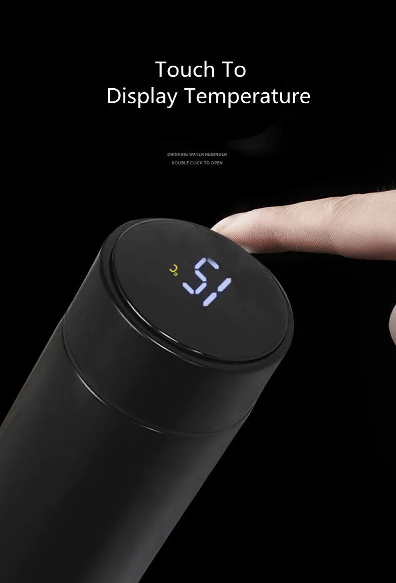 Borraccia termica con display intelligente, temperatura, 500 ml, sicurezza, acciaio inossidabile 304, thermos da caffè, regalo aziendale per uomo, logo personalizzato