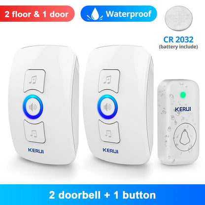 KERUI M525 Campanello wireless per esterni, impermeabile, kit campanello per casa intelligente, allarme di sicurezza con flash LED e melodie di benvenuto