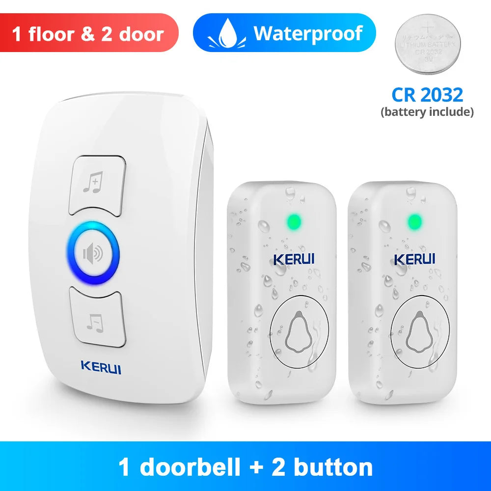 KERUI M525 Campanello wireless per esterni, impermeabile, kit campanello per casa intelligente, allarme di sicurezza con flash LED e melodie di benvenuto