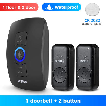 KERUI M525 Campanello wireless per esterni, impermeabile, kit campanello per casa intelligente, allarme di sicurezza con flash LED e melodie di benvenuto