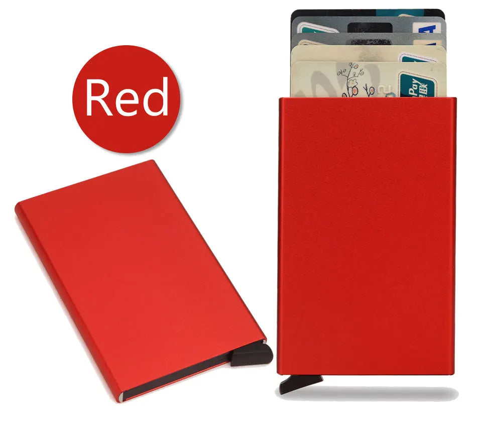 Portafoglio RFID Smart Porta Carte Metallo Sottile Uomo Donna Portafogli Pop Up Minimalista Piccolo Portafoglio Nero Valigetta per Uomo