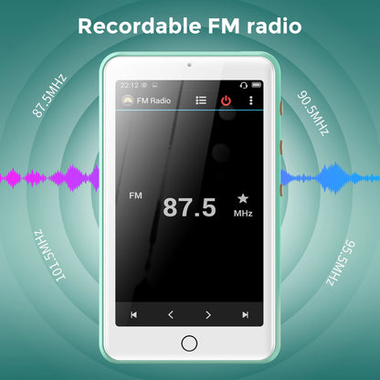 Lettore MP4/MP3 portatile con altoparlanti Bluetooth e Wi-Fi, lettore musicale con video, radio FM, eBook, registratore, capacità fino a 512 GB