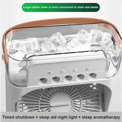 Nuovo condizionatore d'aria 3 in 1, mini raffrescatore d'aria per uso domestico, luce notturna a LED, umidificatore portatile, ventilatore per la regolazione dell'aria, ventilatore per ufficio e casa