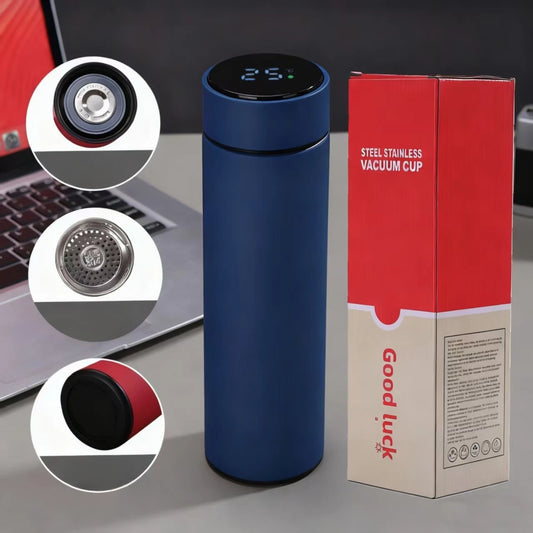 Thermos con display intelligente della temperatura da 500 ml - Bottiglia sottovuoto in acciaio inossidabile 2 in 1 con doppio coperchio, tazza da esterno a prova di perdite