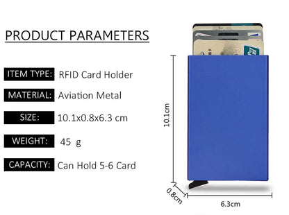 Portafoglio RFID Smart Porta Carte Metallo Sottile Uomo Donna Portafogli Pop Up Minimalista Piccolo Portafoglio Nero Valigetta per Uomo