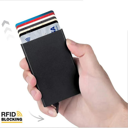 Portafoglio RFID Smart Porta Carte Metallo Sottile Uomo Donna Portafogli Pop Up Minimalista Piccolo Portafoglio Nero Valigetta per Uomo