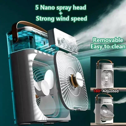 Nuovo condizionatore d'aria 3 in 1, mini raffrescatore d'aria per uso domestico, luce notturna a LED, umidificatore portatile, ventilatore per la regolazione dell'aria, ventilatore per ufficio e casa