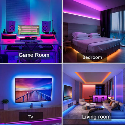 Strisce luminose a LED RGB da 5 m, 10 m, 20 m, 30 m, luci per ambienti a LED con controllo APP, nastro flessibile, nastro LED per la decorazione della camera da letto