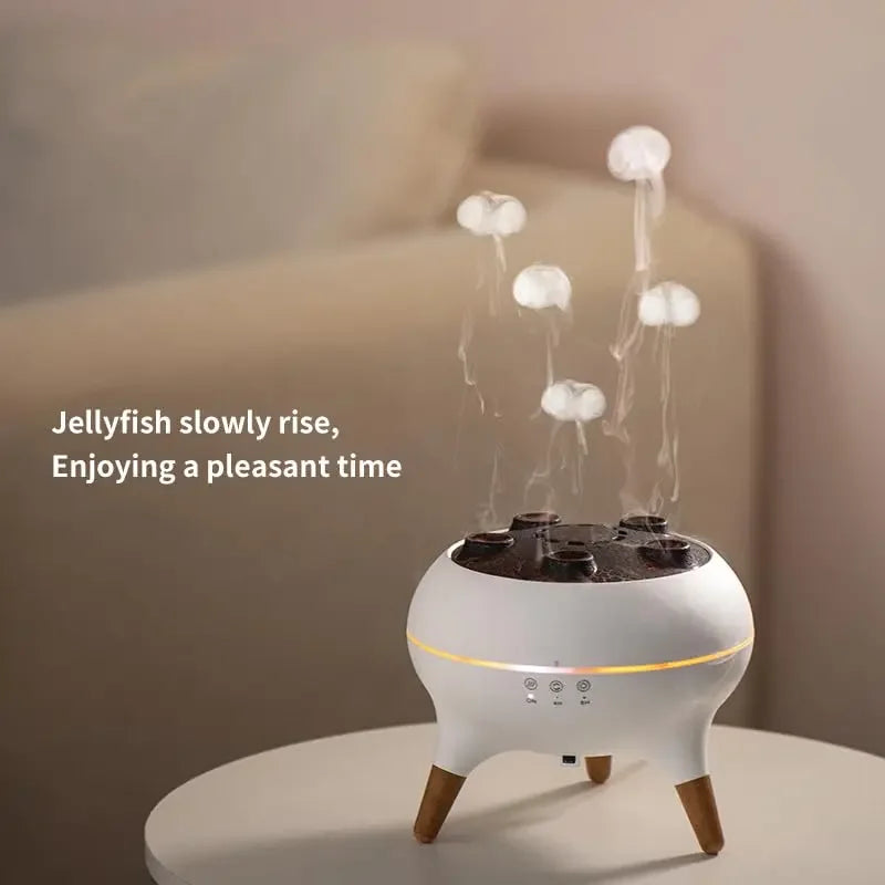 Umidificatore d'aria dinamico Jellyfish da 250 ml, diffusore di oli essenziali, telecomando, umidificatore per camera da letto con 7 luci notturne colorate