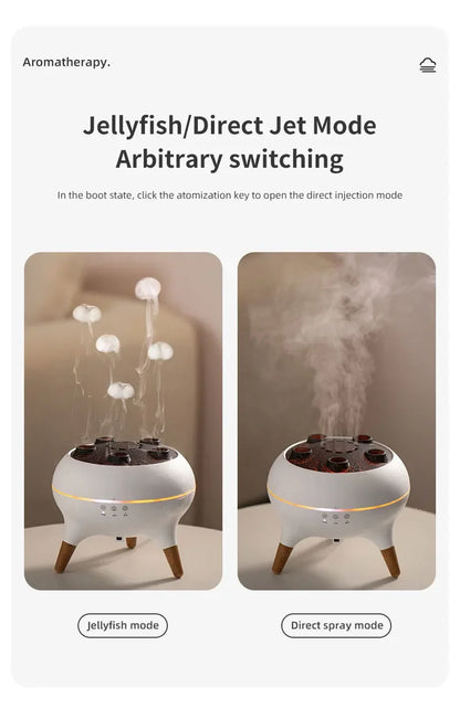 Umidificatore d'aria dinamico Jellyfish da 250 ml, diffusore di oli essenziali, telecomando, umidificatore per camera da letto con 7 luci notturne colorate