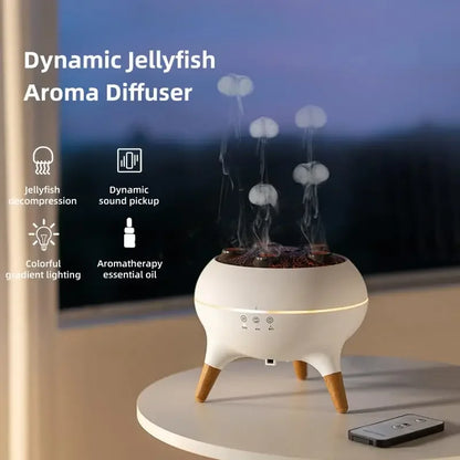 Umidificatore d'aria dinamico Jellyfish da 250 ml, diffusore di oli essenziali, telecomando, umidificatore per camera da letto con 7 luci notturne colorate