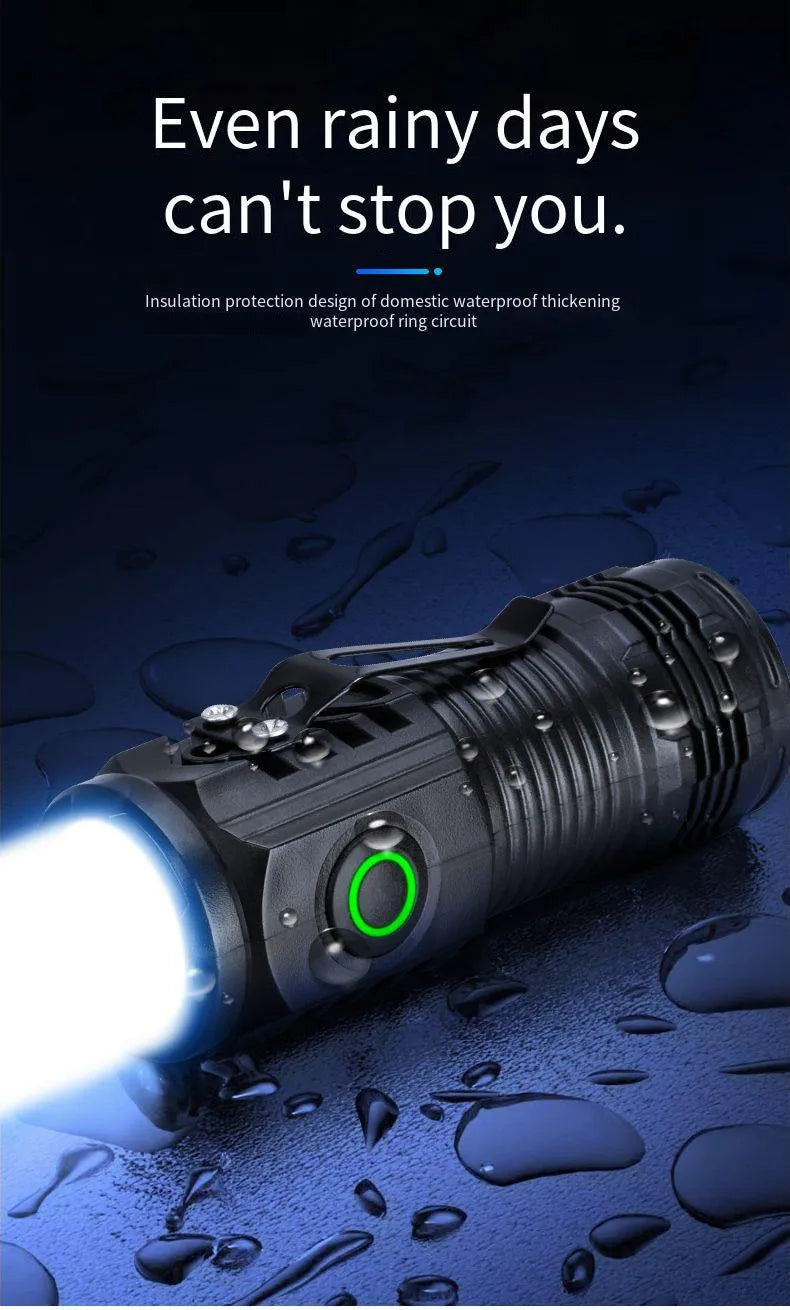 Nuova torcia ultra potente con 3 LED Core, mini torcia tattica ricaricabile ad alta potenza, torcia a LED con clip in metallo per penna e lampada portatile
