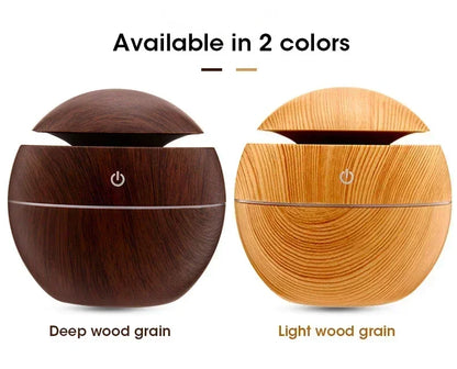 Mini diffusore di oli essenziali USB a ultrasuoni effetto legno, umidificatore portatile da tavolo per aromaterapia, per uso domestico e in ufficio