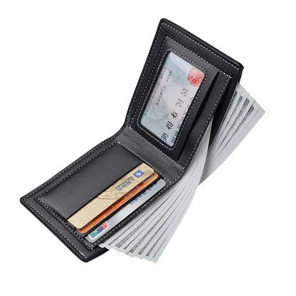 Portafoglio corto da uomo in pelle PU, sottile, pieghevole, porta carte di credito da uomo giovane