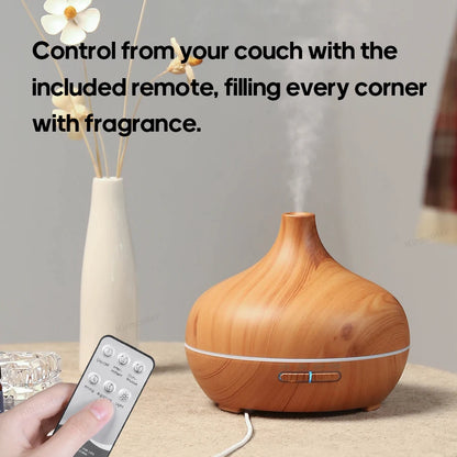 Diffusore di aromaterapia con venature del legno, umidificatore USB, purificatore d'aria da tavolo, diffusore di aromi a nebbia fredda/set di oli essenziali