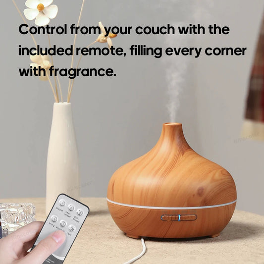 Diffusore di aromaterapia con venature del legno, umidificatore USB, purificatore d'aria da tavolo, diffusore di aromi a nebbia fredda/set di oli essenziali