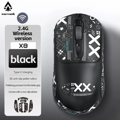 Mouse da gioco wireless Warvank X8 da 500 mAh, ricaricabile TYPE-C, adatto per computer desktop portatili