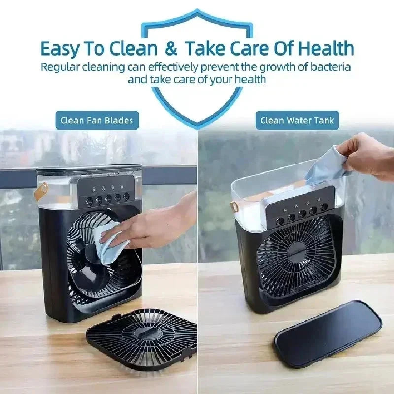 Nuovo condizionatore d'aria 3 in 1, mini raffrescatore d'aria per uso domestico, luce notturna a LED, umidificatore portatile, ventilatore per la regolazione dell'aria, ventilatore per ufficio e casa