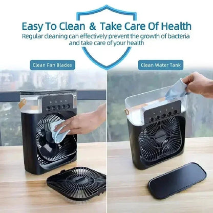Nuovo condizionatore d'aria 3 in 1, mini raffrescatore d'aria per uso domestico, luce notturna a LED, umidificatore portatile, ventilatore per la regolazione dell'aria, ventilatore per ufficio e casa
