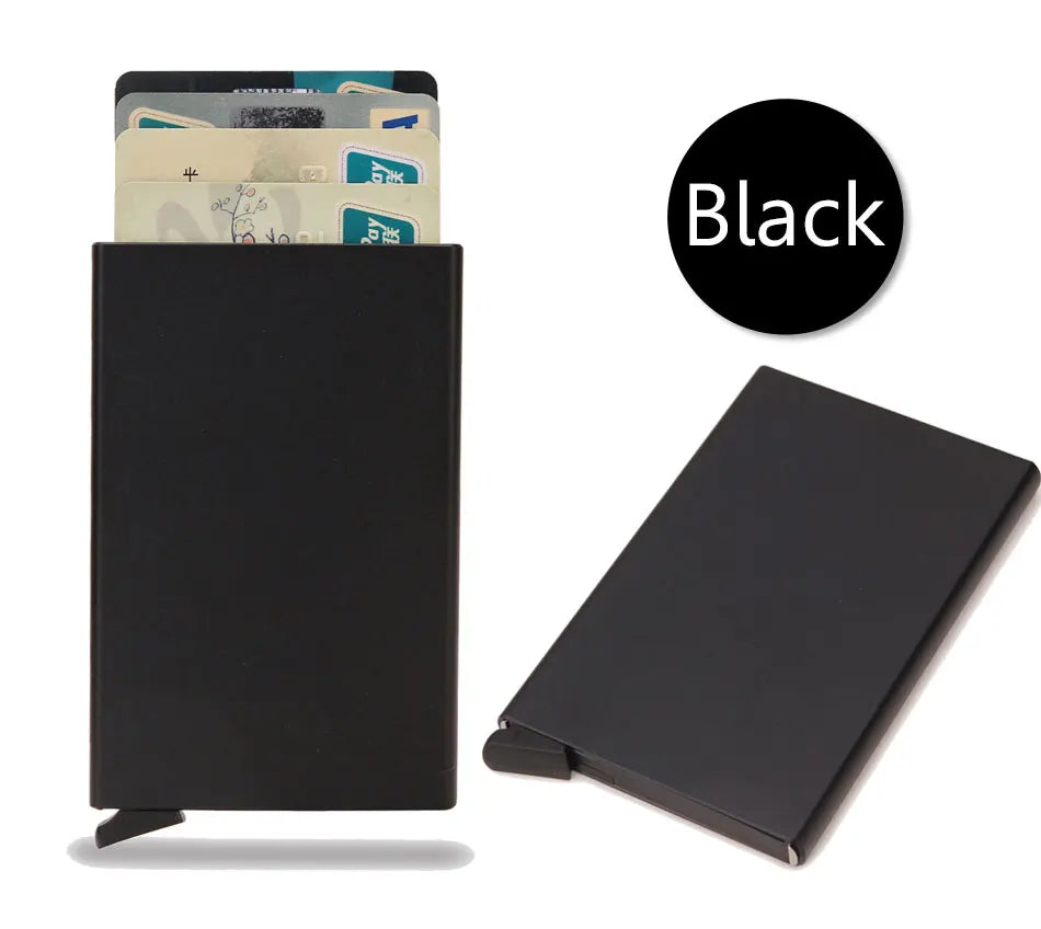 Portafoglio RFID Smart Porta Carte Metallo Sottile Uomo Donna Portafogli Pop Up Minimalista Piccolo Portafoglio Nero Valigetta per Uomo