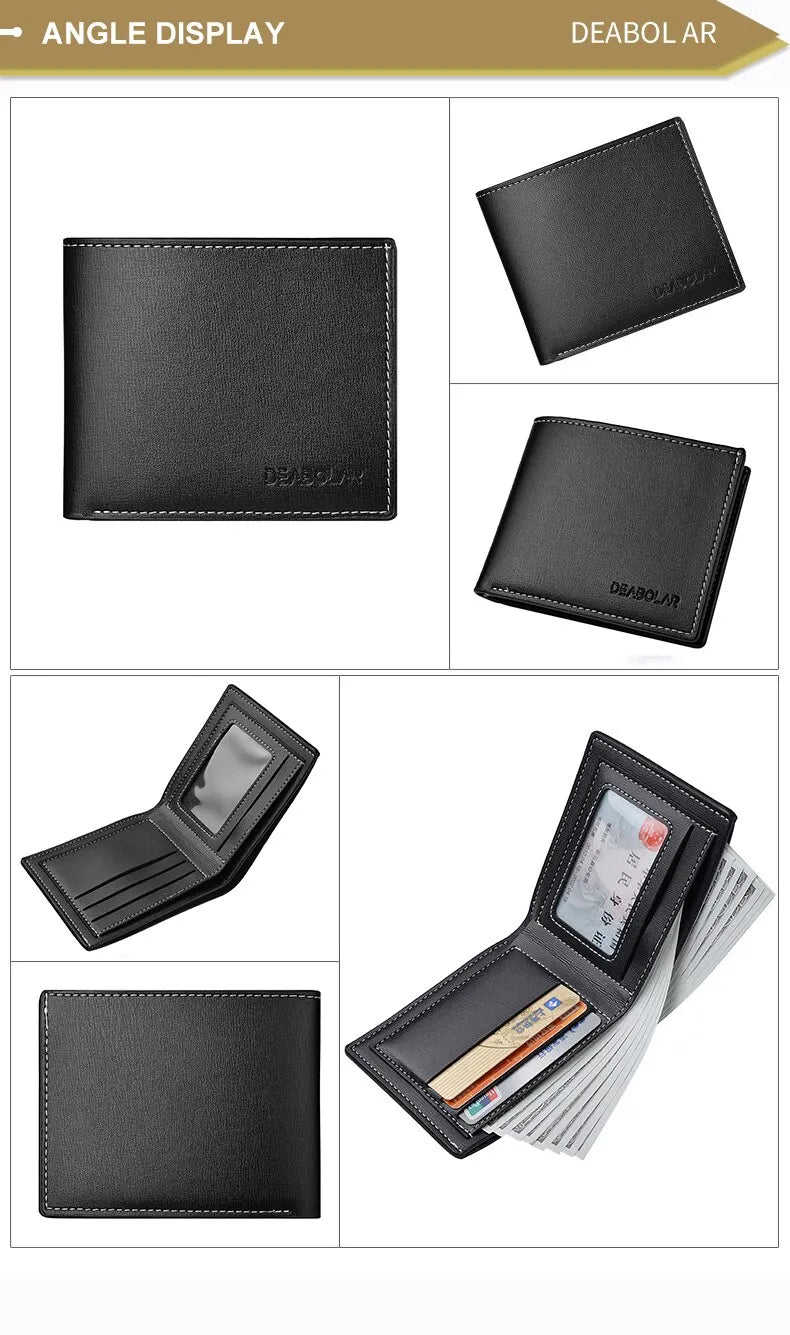 Portafoglio corto da uomo in pelle PU, sottile, pieghevole, porta carte di credito da uomo giovane