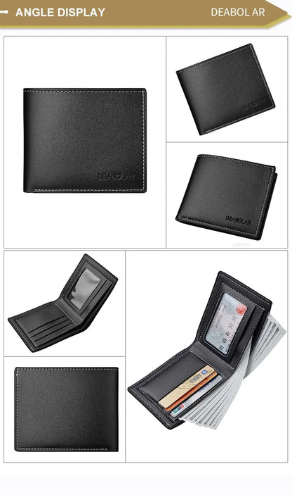 Portafoglio corto da uomo in pelle PU, sottile, pieghevole, porta carte di credito da uomo giovane