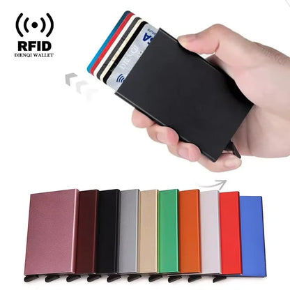 Portafoglio RFID Smart Porta Carte Metallo Sottile Uomo Donna Portafogli Pop Up Minimalista Piccolo Portafoglio Nero Valigetta per Uomo