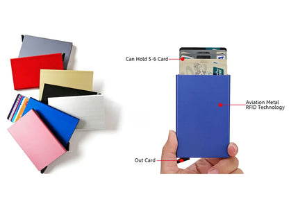 Portafoglio RFID Smart Porta Carte Metallo Sottile Uomo Donna Portafogli Pop Up Minimalista Piccolo Portafoglio Nero Valigetta per Uomo