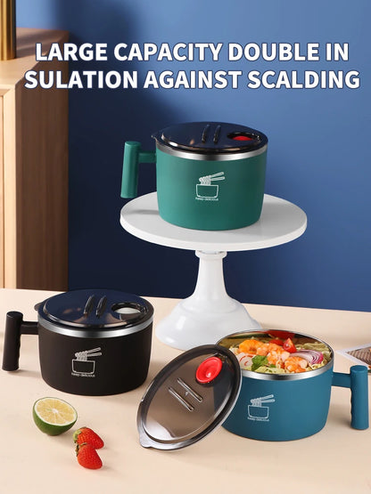 Ciotola in acciaio inossidabile con coperchio per noodles istantanei, ciotola di scarico sigillata e portatile per utensili da cucina Instant Noodle Partner