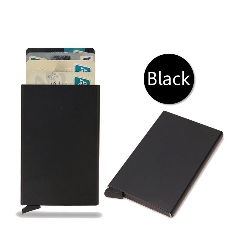 Portafoglio RFID Smart Porta Carte Metallo Sottile Uomo Donna Portafogli Pop Up Minimalista Piccolo Portafoglio Nero Valigetta per Uomo