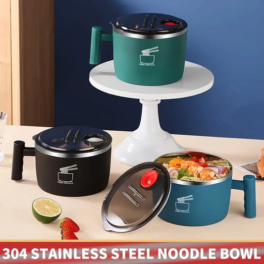 Ciotola in acciaio inossidabile con coperchio per noodles istantanei, ciotola di scarico sigillata e portatile per utensili da cucina Instant Noodle Partner