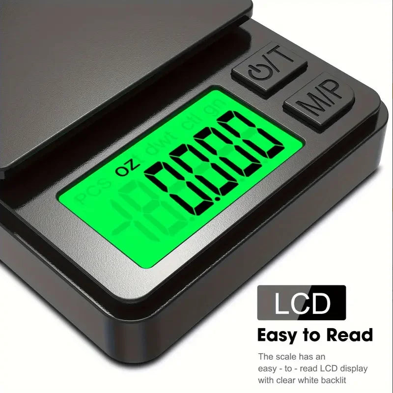 Bilancia tascabile di precisione 1000 g x 0,1 g - Bilancia digitale per grammi, alimenti, gioielli, once/grani con display LCD retroilluminato - Mini bilancia da viaggio