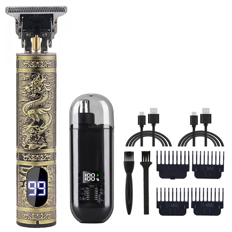 Tagliacapelli elettrico vintage da uomo T9, tagliacapelli ricaricabile, tagliacapelli con kit tagliacapelli per il naso, regalo per fidanzato