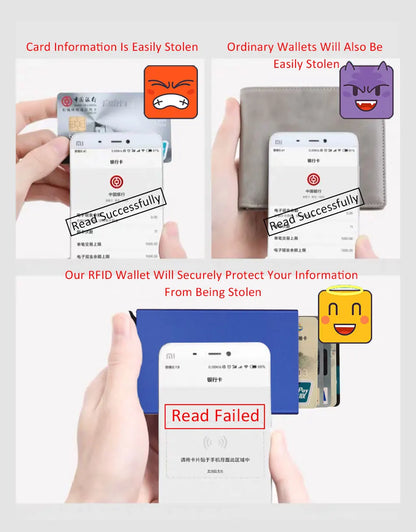 Portafoglio RFID Smart Porta Carte Metallo Sottile Uomo Donna Portafogli Pop Up Minimalista Piccolo Portafoglio Nero Valigetta per Uomo