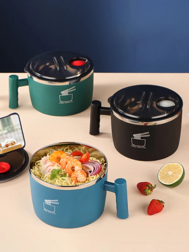 Ciotola in acciaio inossidabile con coperchio per noodles istantanei, ciotola di scarico sigillata e portatile per utensili da cucina Instant Noodle Partner