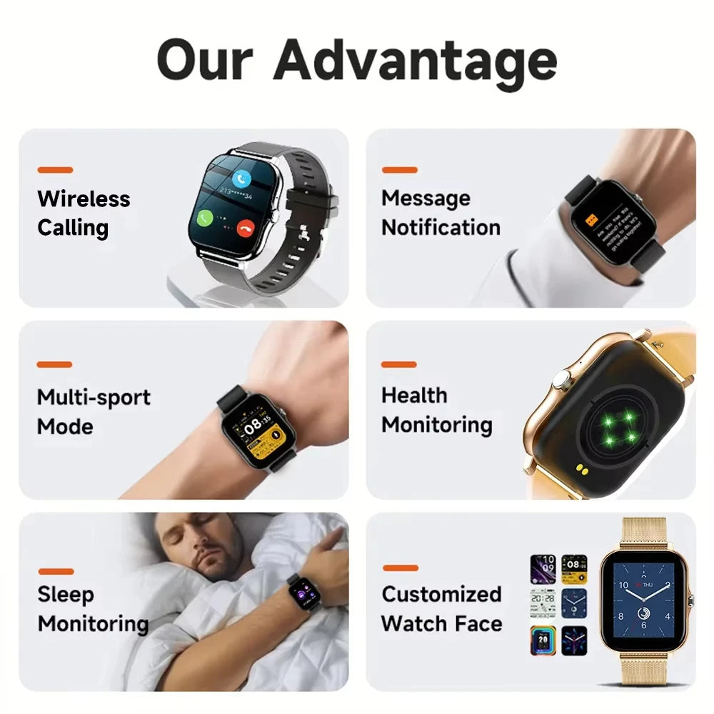 LAXASFIT 2025 Nuovo Smartwatch per Uomo Donna Regalo Schermo Touch Completo Orologio Sportivo Fitness Bluetooth Chiamata Smartwatch Digitale