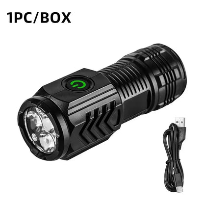 Nuova torcia ultra potente con 3 LED Core, mini torcia tattica ricaricabile ad alta potenza, torcia a LED con clip in metallo per penna e lampada portatile